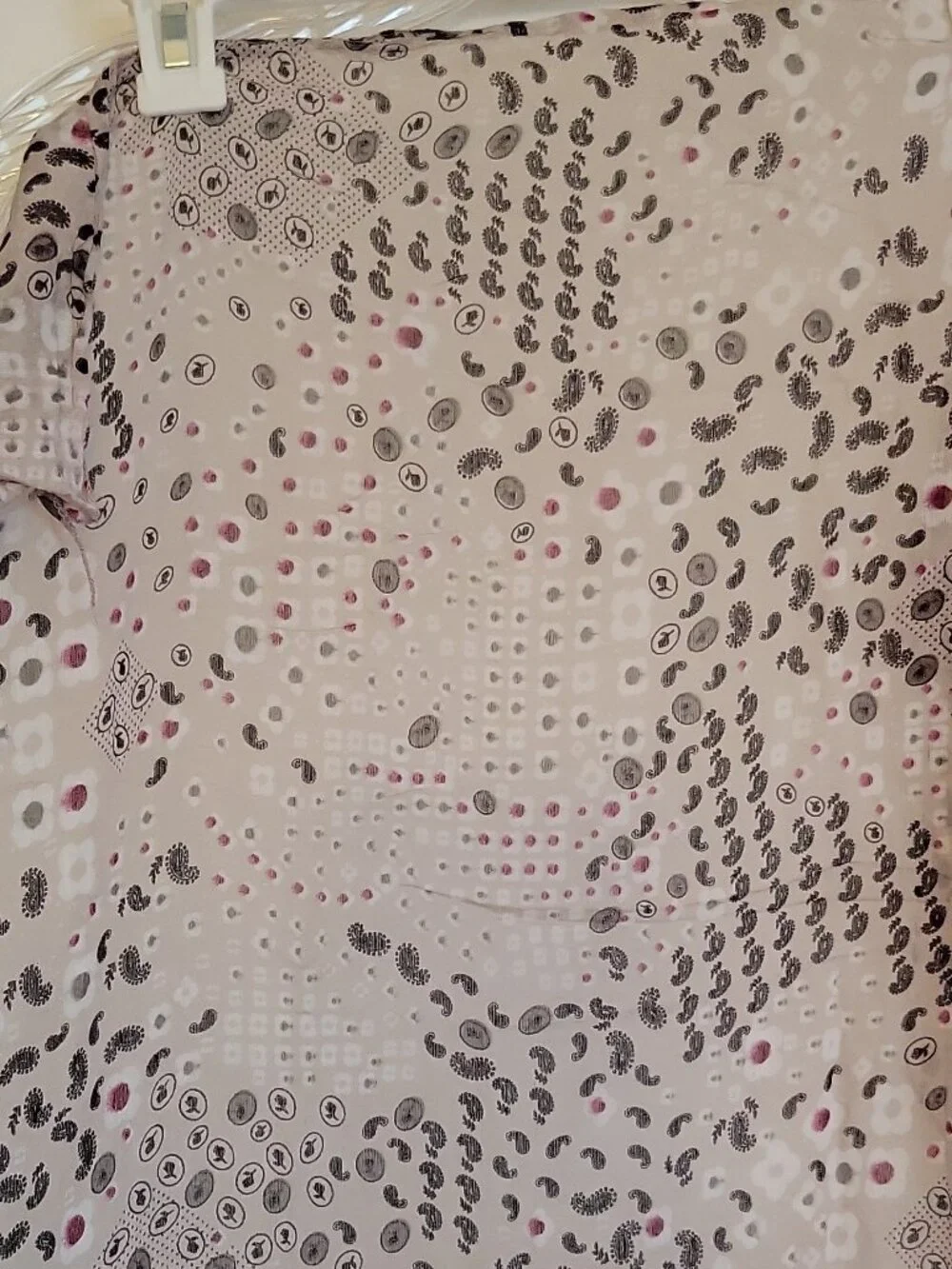 Women Chiffon Scarf Geometric Print Silk Cotton Beige Black Pink Gray Italy